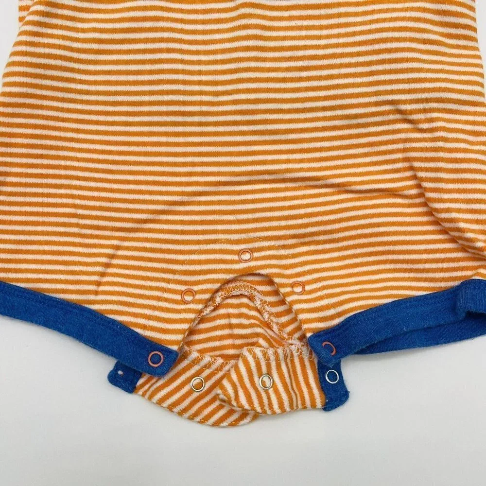 Offspring Infant Boys Size 6 Months Embroidered Airplane Striped Overalls 801‎